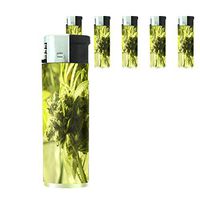 Vintage Marijuana Art Lighters S10 Set of 5 Electronic Flame Cigarette Smoking 420 Stoner Weed