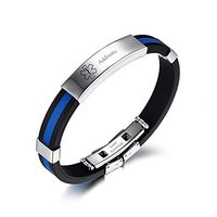 CL Men's Stainless Steel Blue Silicone Wristband Medical ID Addisons Alert Bracelet Sos Emergency
