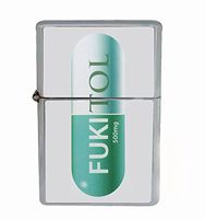 Fukitol Flip Top Oil Lighter R1 Smoking Cigarette Silver Case Included