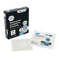 Medpride Waterproof Composite Wound Dressing Pads- 10-Pack, 4 inches by 4 inches Pads- Sterile, Individually Wrapped- for Men + Women- for Pressure Ulcers, Post Op Trauma-Injury-Medium Absorbency