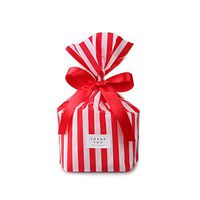 YESON Red Stripes Clear Cello Bags Candy Plastic Party Favor cellophane Treat Bags,Pack of 100