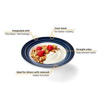 Libbey Intuitive Diningware Rigel Banded Senior Adaptive Fruit Bowls, Microban, White/Blue, 6-ounce, Set of 4