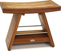 (Fully Assembled) AquaTeak Patented 24" Asia Teak & Stainless Shower Bench with Shelf