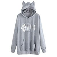 Women's Casual Hoodies Pullover Fish Bone Long Sleeve Sweatshirt Tops Blouse Shirt Sweatshirts