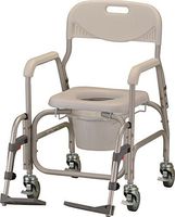 NOVA Rolling Shower Commode Chair with Locking Wheels and Removable Footrests, Over The Toilet Wheeled Commode