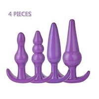 Set of 4 Bu~tt P~lu~g T-bar Base Kit Training Toys Womens Stimulator 4 pcs Beginners Anales Set, Purple