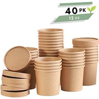Soup Containers To Go Microwaveable - 40 Pack 12 oz | Disposable Soup Bowls with Lids | Disposable Soup Cups with Lids | Party Supplies Treat Cups for Sundae, Frozen Yogurt, Chili, Dessert