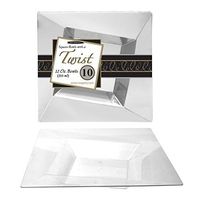 Party Essentials N12120 Hard Plastic Twist/Square Bowls, 12 oz, Clear (Pack of 120)