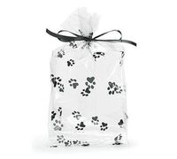 25ct Black PAW Print Clear 4x2x9" Medium Cello Cellophane Party Treat Food Snack Bags nfLG -1410
