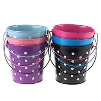 Polka Dot Metal Pail Buckets Party Favor, 5-inch #PS_16591 (Light Pink)