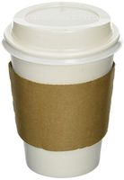 50 Paper Coffee Cup/Disposable Hot Cup 12 oz. WHITE with 50 Cappuccino Lids and 50 Sleeves