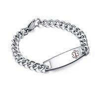 Medical Alert Bracelet Snap Medical ID Bangle Personalized Stamped Sideways Bracelet Delicate Link Chain Wrist
