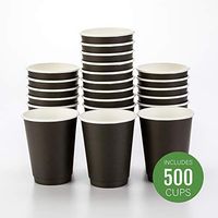 500-CT Disposable Black 12-oz Hot Beverage Cups with Double Wall Design: No Need for Sleeves - Perfect for Cafes - Eco Friendly Recyclable Paper - Insulated - Wholesale Takeout Coffee Cup