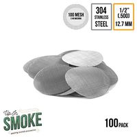 Made in The USA - 100 1/2" (.500) Stainless Steel Pipe Screen Filter - Up in Smoke Pipe Screens