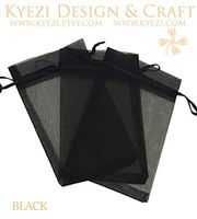 200 Pcs Black 3x4 Sheer Drawstring Organza Bags Jewelry Pouches Wedding Party Favor Gift Bags Gift Bags Candy Bags [Kyezi Design and Craft]