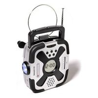 Hand Crank Emergency Flashlight, AM/FM and NOAA Weather Band Radio, Compass and Thermometer (No Batteries Required)