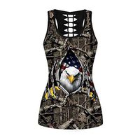 Fashion Women 3D Animal Printed Funny Sleeveless Tank Tops O-Neck Vest Casual Blouse on July 4th