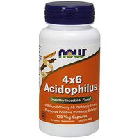NOW Supplements, Acidophilus 4X6, 4 Billion Potency with 6 Probiotic Strains, Strain Verified, 120 Veg Capsules