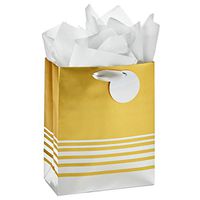 Hallmark 9" Medium Gift Bag with Tissue Paper (Silver and Gold Foil) for Christmas, Hanukkah, Holidays, Birthdays, Bridal Showers, Weddings, All Occasion
