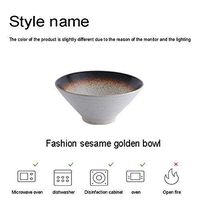 Home big wrist Bowl cutlery, bowl, ceramic bowl, vintage, Japanese style kitchen restaurant gift Decorative hotel retro soup bowl (Color : D, Size : 7inch)