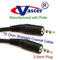 6ft Mobile Phone Stereo Cable, 24K 2.5mm Stereo Male/Male Mini Plug Jumper Cable
