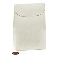 Embossed Bianco Tab Top Tent Box - Ivory - 3-1/2" X 1-3/4" X 5" - Case 200