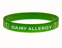 Dairy Allergy ID Bracelet Wristband - Green - 7 Inches - Youth