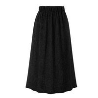 EDC Womens Thick Skirts Spring Autumn Casual High Waist Long Pleated Skirt Plus Size.L-5XL (XXXXXL, Black)