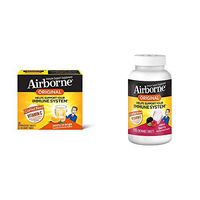 Vitamin C 1000mg - Airborne Zesty Orange Effervescent Tablets (30 Count in a Box) and Vitamin C 1000mg - Airborne Very Berry Chewable Tablets (116 Count in a Bottle)