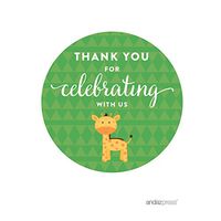 Andaz Press Jungle Safari Baby Shower Party Collection with Giraffe, Round Circle Label Stickers, Thank You for Celebrating with US!, 40-Pack