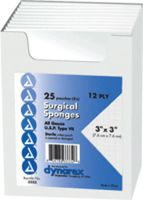 Dynarex Sterile Gauze Sponge Twin Packs 3" x 3", 12 ply, Highly absorbent (Box of 50 Each)