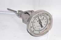 COLE PARMER METAL THERMOMETER WITH PROBE 120F 50C 3-1/4'' OD Face