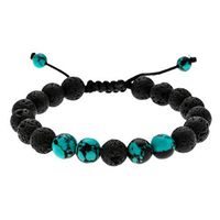 LUBINGSHINE 8mm Lava Rock Bracelet Braided Rope Healing Natural Stone Yoga Meditation Bracelet Bangle for Men Women