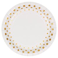 Creative Converting 317840 Sparkle and Shine Gold Dessert Plates, 7", White & Gold