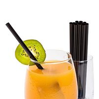AmerCare 7.75 Inch Giant Black Unwrapped Straws, Case of 1500