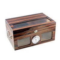 Cigar Humidor Desktop Cigar Box, Cedar Wood Lining Glass Cover Cigarette Case, Double-layer Large-capacity Sealed Cigar Cabinet with Humidifier and Hygrometer, Constant Temperature And Humidity, Men's