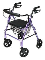 Lumex Walkabout Contour Deluxe Rollator with Seat - Larger 8" Wheels & Padded Backrest for Upgraded Comfort - Lavender, RJ4805L
