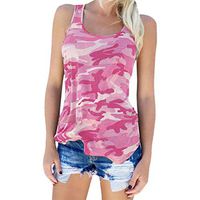 Plus Size Womens Casual Sleeveless Camouflage Shirts Racerback Tank Tops Camisole Vest