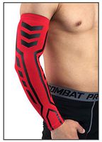 Elastic Compression Arm Sleeves Badminton Basketball for Sun Protection Arm Warmers Cover Quick Dry Armguards Cycling Sleeves,Red,M