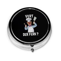 ZhangJie The Swedish Chef CustomRound Pill Box 2 Inches Medicine Tablet Portable Vitamin Pill Pocket Purse-Compact 3 Compartment
