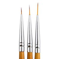 Wenini 3pcs Brush Nail Art Gel Acrylic Drawing Painting Pen Design Nail Art Tools (Brown)