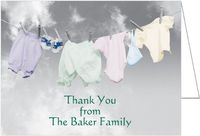 Clothesline Baby Thank You Cards - Set of 20