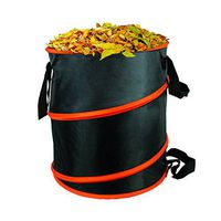 The Elixir Deco 10 gallon Gardening Bag Pop Up Collapsible Yard/Lawn Leaf Refuse Bag Container, 16.4" x 15.5", Black/Orange