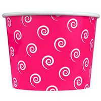 Valentine's Day Pink Paper Ice Cream Cups - 16 oz Swirls And Twirls Disposable Bowls - Comes in Many Colors - Frozen Dessert Supplies - 1,000 Count