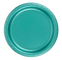 24 Plates 8.75" Paper Dinner Lunch Plates Wax Coated - Teal