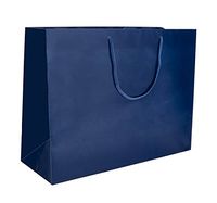13 x 5 x 10" Blue Navy Gloss - 100 Pack |Heavy Duty Standard Original Style Paper Tote Bag Set | Perfect for Gifts, Party, Baby Shower, Kid’s Birthdays, Weddings, Lunch & More
