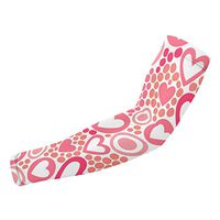 Lucaeat Hearts and Dots in Coral Color Arm Compression Sleeve, Arthritis, UV Protection - Youth Adult Runners (1 Pair)