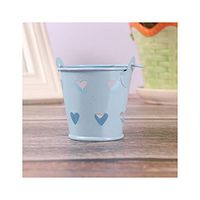 Mini Metal Bucket Heart Shape Hollowed Tin Candy Box Buckets Wedding Party Souvenir Gift Pail Tinplate Candy Color 6 * 5.5cm 10pcs,Blue