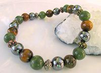 Cheryl's Healing Gems Anxiety Bracelet, Multi Stones Hematite, Jade, Tiger Eye, Focus and Balance