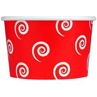 [50 Count] Valentine's Day Red Paper Ice Cream Cups - 4 oz Swirls And Twirls Dessert Bowls - Comes In Many Colors & Sizes! Frozen Dessert Supplies